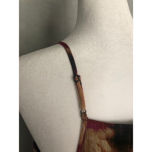 DKNY Women's XL Printed Lurex V-Neck Sleeveless Midi Dress in Inkblot NEW - Picture 7 of 10